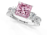 White gold Fancy Pink Princess  Three-Stone Diamond Ring with Pavé Split Shank and Four-Prong Setting_1