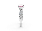 White gold Fancy Pink Princess  Three-Stone Diamond Ring with Pavé Split Shank and Four-Prong Setting_2