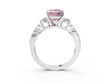 White gold Fancy Pink Princess  Three-Stone Diamond Ring with Pavé Split Shank and Four-Prong Setting_3