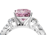 White gold Fancy Pink Princess  Three-Stone Diamond Ring with Pavé Split Shank and Four-Prong Setting_4