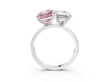 White gold Fancy Pink Princess  and Emerald Cut Toi Moi Ring with Prong Setting_32