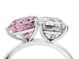 White gold Fancy Pink Princess  and Emerald Cut Toi Moi Ring with Prong Setting_33