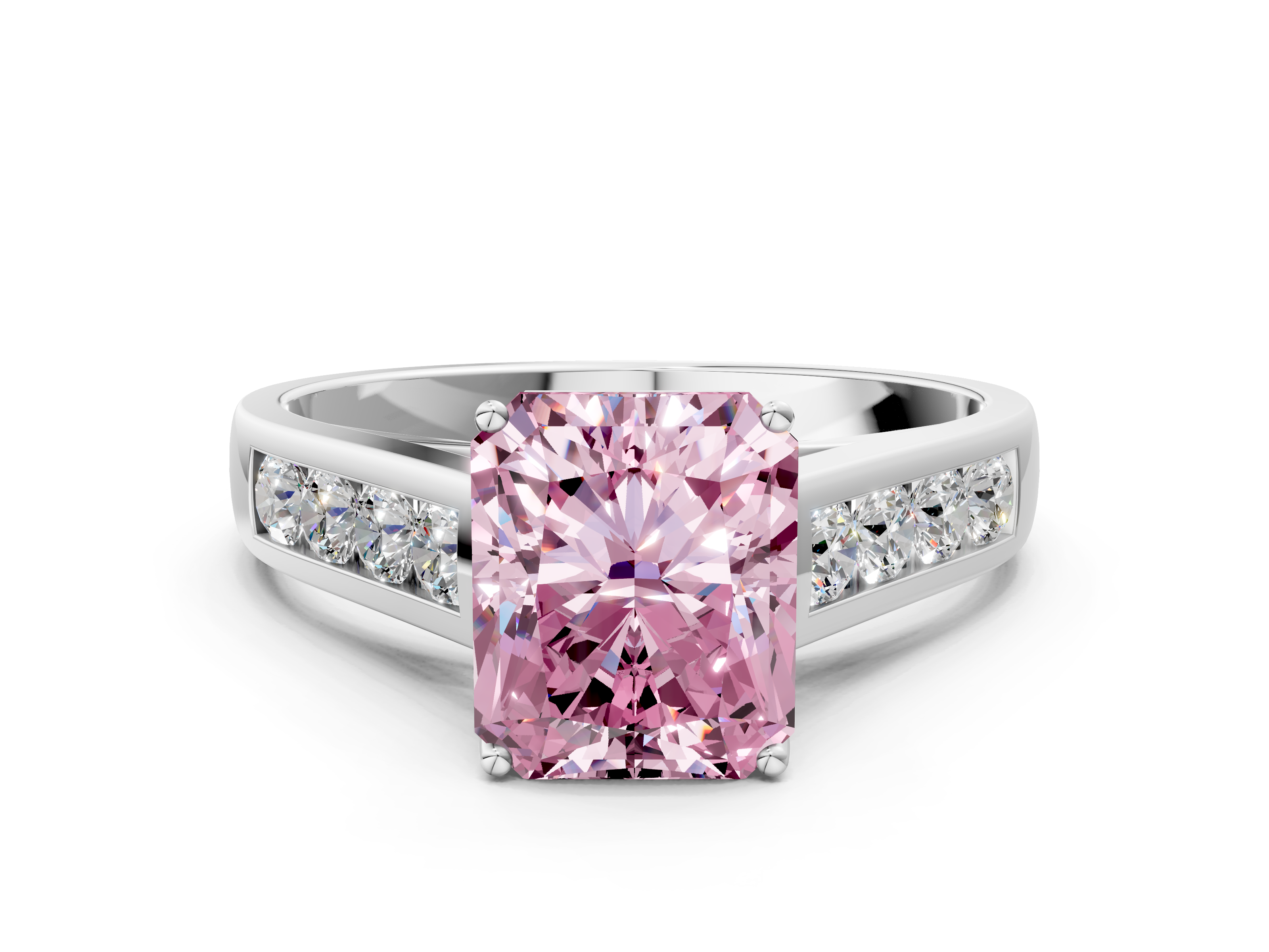 White gold Fancy Pink Radiant  Brilliant Channel-Set Solitaire Ring with Four-Prong Setting_20