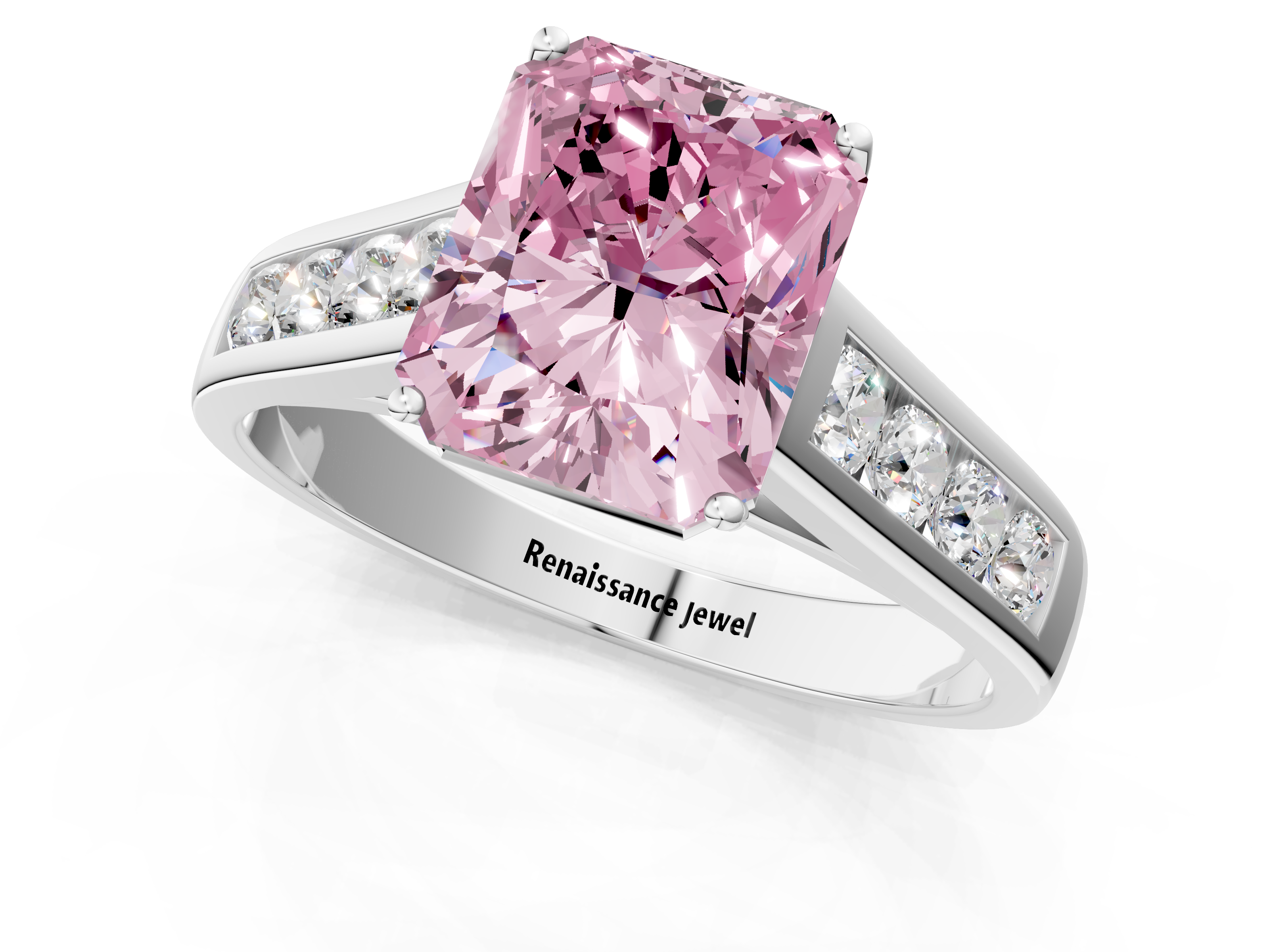 White gold Fancy Pink Radiant  Brilliant Channel-Set Solitaire Ring with Four-Prong Setting_21