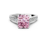 White gold Fancy Pink Radiant  Brilliant Cut Diamond Engagement Ring with Pavé Band and Four-Prong Setting_50