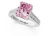 White gold Fancy Pink Radiant  Brilliant Cut Diamond Engagement Ring with Pavé Band and Four-Prong Setting_50