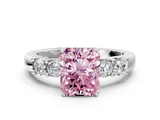 White gold Fancy Pink Radiant  Brilliant Cut Diamond Five-Stone Prong Set Engagement Ring with Channel Band_3