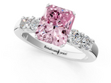 White gold Fancy Pink Radiant  Brilliant Cut Diamond Five-Stone Prong Set Engagement Ring with Channel Band_4