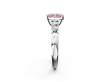 White gold Fancy Pink Radiant  Brilliant Cut Diamond Five-Stone Prong Set Engagement Ring with Channel Band_5