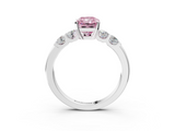 White gold Fancy Pink Radiant  Brilliant Cut Diamond Five-Stone Prong Set Engagement Ring with Channel Band_6