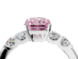 White gold Fancy Pink Radiant  Brilliant Cut Diamond Five-Stone Prong Set Engagement Ring with Channel Band_7