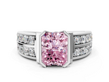 White gold Fancy Pink Radiant  Brilliant Diamond Channel Set Wide Band Ring with Bezel Setting_20