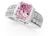 White gold Fancy Pink Radiant  Brilliant Diamond Channel Set Wide Band Ring with Bezel Setting_21
