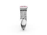 White gold Fancy Pink Radiant  Brilliant Diamond Channel Set Wide Band Ring with Bezel Setting_22