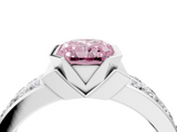 White gold Fancy Pink Radiant  Brilliant Diamond Channel Set Wide Band Ring with Bezel Setting_24