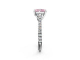 White gold Fancy Pink Radiant  Brilliant Diamond Solitaire with Pavé Band and Four-Prong Setting 2