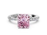 White gold Fancy Pink Radiant  Brilliant Pavé Band Solitaire with Four-Prong Setting_58