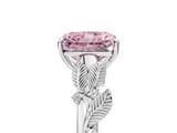 White gold Fancy Pink Radiant  Brilliant Solitaire with Leaf Motif Band and Four-Prong Setting_67