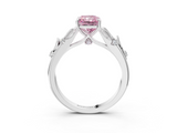 White gold Fancy Pink Radiant  Brilliant Solitaire with Leaf Motif Band and Four-Prong Setting_70