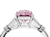 White gold Fancy Pink Radiant  Brilliant Solitaire with Pave Band and Four-Prong Setting_24