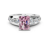 White gold Fancy Pink Radiant  Brilliant Solitaire with Side Stones on a Pave Band and Four-Prong Setting_30