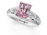 White gold Fancy Pink Radiant  Brilliant Solitaire with Side Stones on a Pave Band and Four-Prong Setting_31