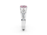 White gold Fancy Pink Radiant  Brilliant Solitaire with Side Stones on a Pave Band and Four-Prong Setting_32