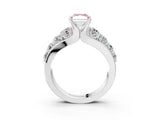 White gold Fancy Pink Radiant  Brilliant Solitaire with Side Stones on a Pave Band and Four-Prong Setting_33