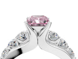 White gold Fancy Pink Radiant  Brilliant Solitaire with Side Stones on a Pave Band and Four-Prong Setting_34