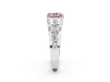 White gold Fancy Pink Radiant  Brilliant Solitaire with Side Stones on a Pave Band and Four-Prong Setting_63