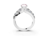 White gold Fancy Pink Radiant  Brilliant Solitaire with Side Stones on a Pave Band and Four-Prong Setting_64