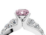 White gold Fancy Pink Radiant  Brilliant Solitaire with Side Stones on a Pave Band and Four-Prong Setting_65