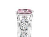 White gold Fancy Pink Radiant  Brilliant Solitaire with Side Stones on a Pave Band and Four-Prong Setting_66