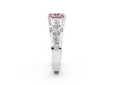 White gold Fancy Pink Radiant  Brilliant Solitaire with Side Stones on a Pave Band and Four-Prong Setting_74