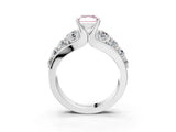 White gold Fancy Pink Radiant  Brilliant Solitaire with Side Stones on a Pave Band and Four-Prong Setting_75