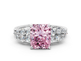 White gold Fancy Pink Radiant  Cluster Diamond Engagement Ring with Pavé Band and Four-Prong Setting_59