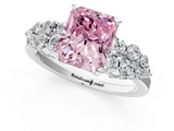 White gold Fancy Pink Radiant  Cluster Diamond Engagement Ring with Pavé Band and Four-Prong Setting_60