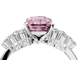 White gold Fancy Pink Radiant  Cluster Diamond Engagement Ring with Pavé Band and Four-Prong Setting_63