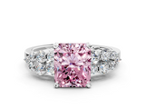 White gold Fancy Pink Radiant  Cluster Diamond Engagement Ring with Pavé Band and Four-Prong Setting_76