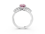 White gold Fancy Pink Radiant  Cluster Diamond Engagement Ring with Pavé Band and Four-Prong Setting_76