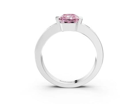 White gold Fancy Pink Radiant Cut Brilliant Channel-Set Diamond Ring with Bezel Prong Setting_3