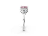 White gold Fancy Pink Radiant Cut Brilliant Diamond Cluster Accent Solitaire Ring with Prong Setting_32