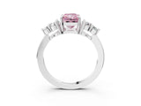 White gold Fancy Pink Radiant Cut Brilliant Diamond Cluster Accent Solitaire Ring with Prong Setting_33