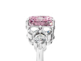 White gold Fancy Pink Radiant Cut Brilliant Diamond Cluster Accent Solitaire Ring with Prong Setting_35