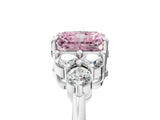 White gold Fancy Pink Radiant Cut Brilliant Diamond Cluster Accent Solitaire Ring with Prong Setting_5