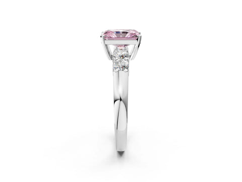 White gold Fancy Pink Radiant Cut Brilliant Diamond Five-Stone Engagement Ring with Prong Setting on a Classic Band_5