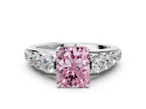 White gold Fancy Pink Radiant Cut Brilliant Diamond Pavé Band with Six-Prong Setting_12