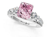 White gold Fancy Pink Radiant Cut Brilliant Diamond Pavé Band with Six-Prong Setting_13