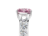 White gold Fancy Pink Radiant Cut Brilliant Diamond Pavé Band with Six-Prong Setting_17