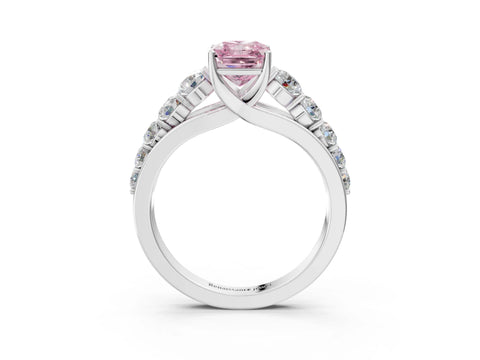 White gold Fancy Pink Radiant Cut Brilliant Diamond Pavé Band with Six-Prong Setting_3
